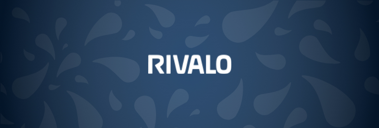 Rivalo logo em fonte branca sobre fundo azul