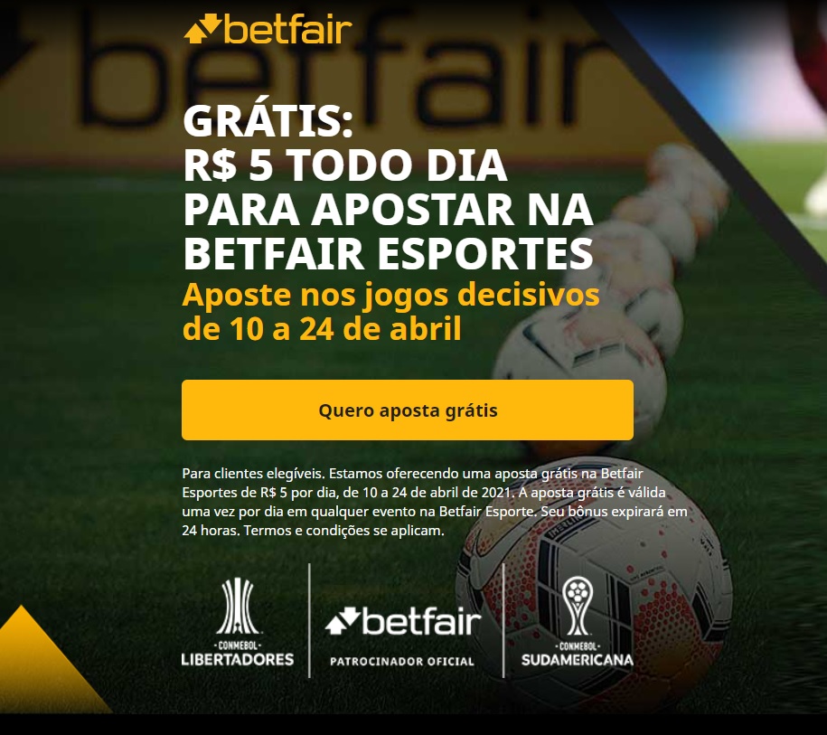 Betfair Aposta Grátis de R$5