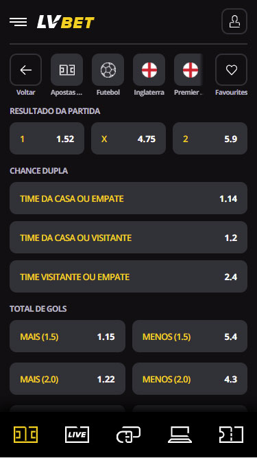 Mercados de apostas da LVBet
