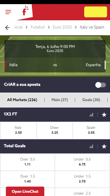 Mercados de apostas da Funbet
