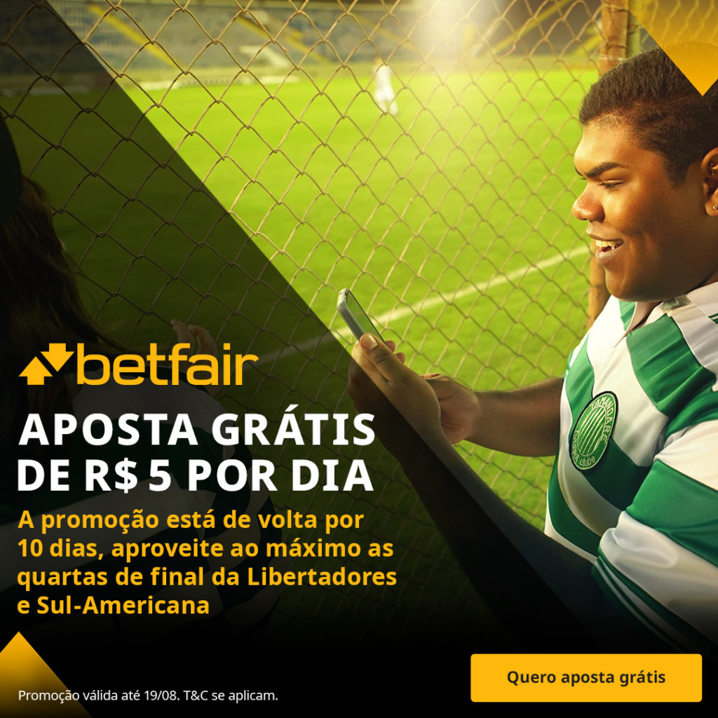 Promoção Betfair Aposta Grátis de R$5 por dia