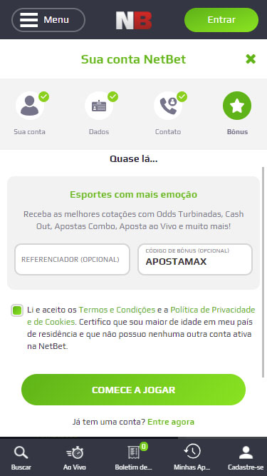 NetBet Cadastro 5