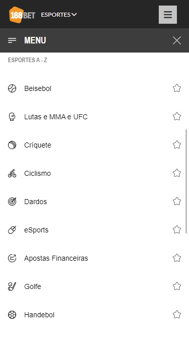 188BET Plataforma de apostas tem Beisebol, MMA, Críquete, Ciclismo, eSports, Golfe, etc.
