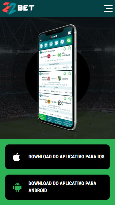 22bet app: página de download dos aplicativos para IOS e Android