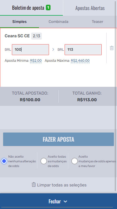 Betcris aposta simples
