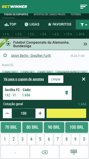 BetWinner aposta simples