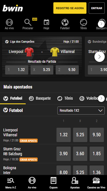 Cadastro Bwin passo 1