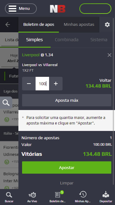 NetBet aposta simples
