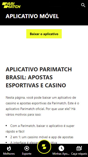 Parimatch app: pode baixar aplicativo de cassino e apostas esportivas da Parimatch