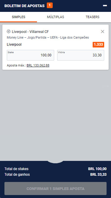 Pinnacle aposta simples