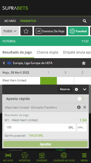 Suprabets aposta simples