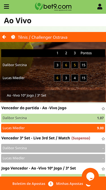 Bet9 apostas ao vivo