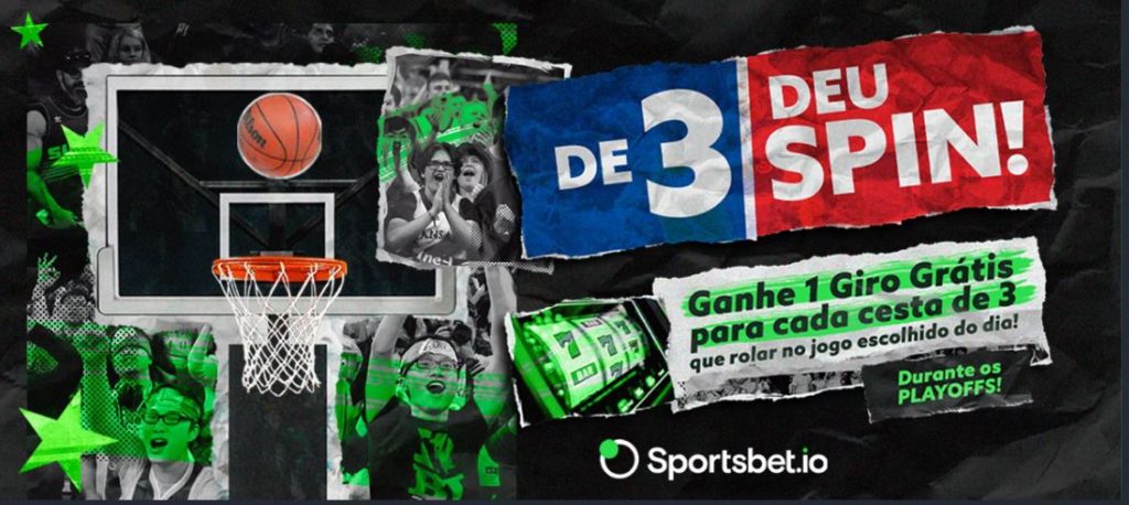 Promoção Sportsbet.io - De 3, deu spin