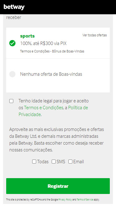 Cadastro Betway passo 3