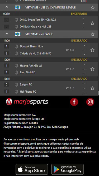 MarjoSports app na App Store ou Google Play.