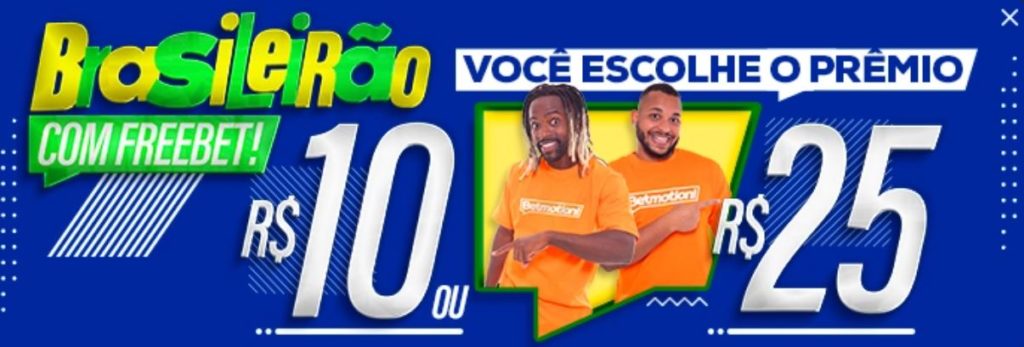 Promoção Betmotion - freebets de R$10 e R$25 na 30ª rodada do Brasileirão 2022