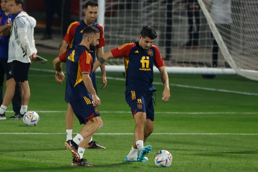 Depois do corte, Espanha faz primeiro treino em Doha
