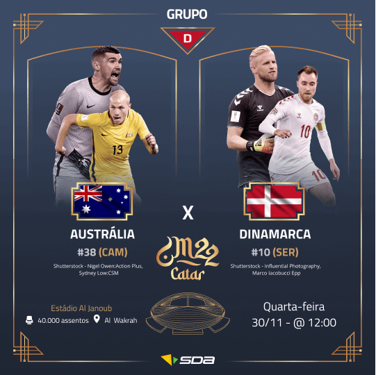 Austrália x Dinamarca: onde assistir ao jogo da Copa do Mundo online