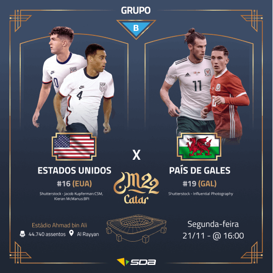 Copa do Mundo: Assista ao vivo e de graça ao jogo Estados Unidos x País de  Gales