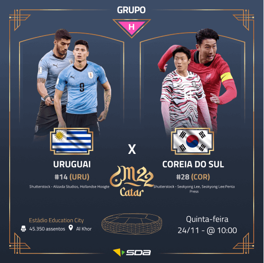 Palpite Uruguai x Coreia do Sul - Copa do Mundo 2022