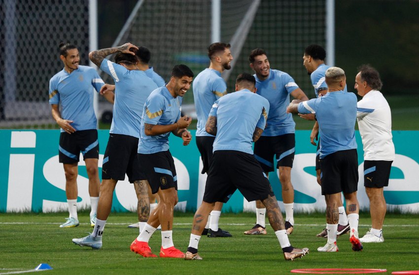 Seleção do Uruguai no treino