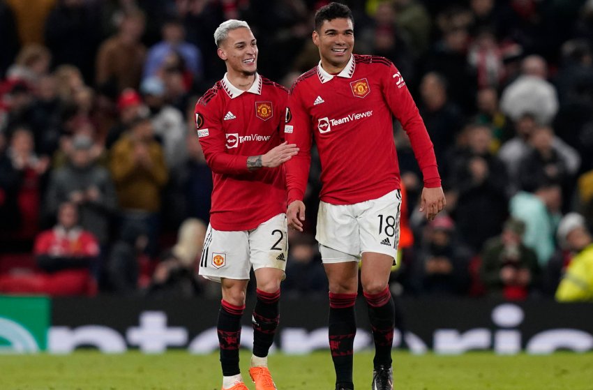 Antony e Casemiro, do Manchester United Antony e Casemiro, do Manchester United