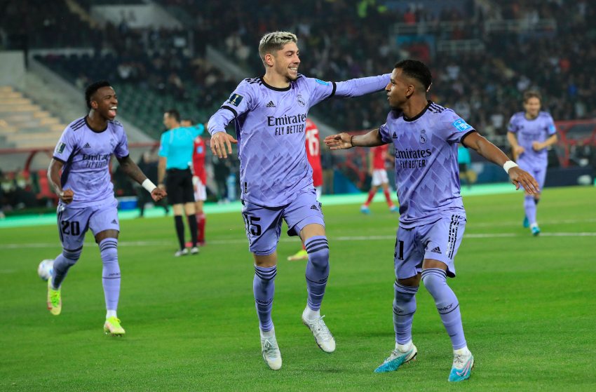Vini Jr, Valverde e Rodrygo, do Real Madrid Vini Jr, Valverde e Rodrygo, do Real Madrid