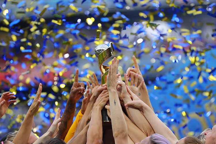 Seleção feminina dos EUA comemora o título da Copa do Mundo Feminina em 2019