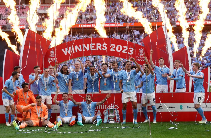 Manchester City comemora o título da FA Cup
