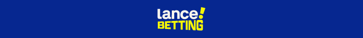Lance! Betting logo: caracteres brancos e amarelos sobre fundo azul