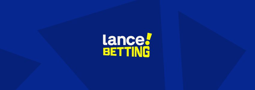 Lance! Betting logo: caracteres brancos e amarelos sobre fundo azul