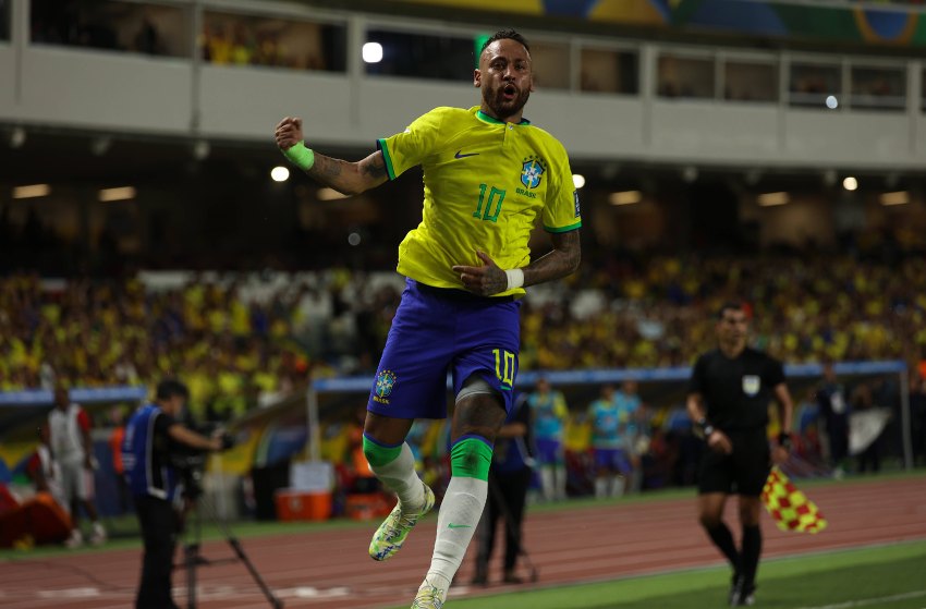 Neymar, do Brasil Neymar comemora gol pela Seleção