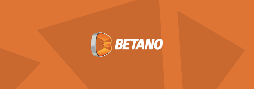 Divulgação da Betano no SDA. A marca da casa de apostas aparece ao centro, em tons de laranja e branco, contra fundo estilizado com a identidade visual do site.