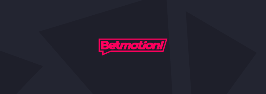 Divulgação da Betmotion no SDA. A marca da casa de apostas aparece ao centro, em tom rosa, contra fundo estilizado com a identidade visual do site.