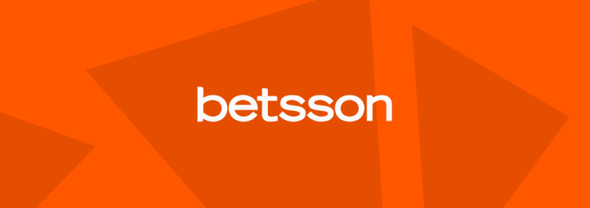 Divulgação da Betsson no SDA. A marca da casa de apostas aparece ao centro, em tom branco, contra fundo estilizado com a identidade visual do site.