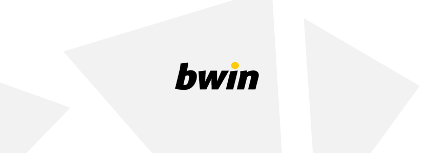 Divulgação da bwin no SDA. A marca da casa de apostas aparece ao centro, em tons de preto e amarelo, contra fundo estilizado com a identidade visual do site.