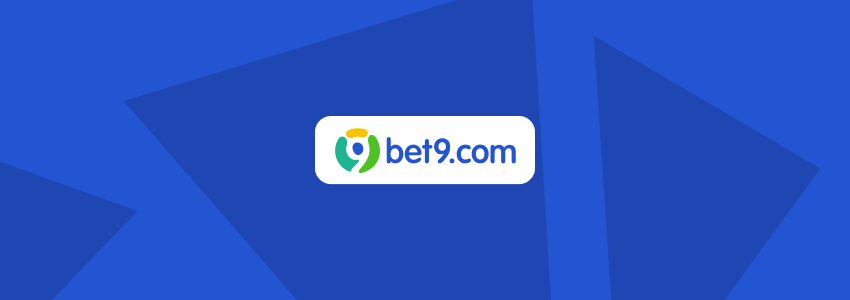 Divulgação da Bet9 no SDA. A marca da casa de apostas aparece ao centro, em tons de branco, verde, amarelo e azul, contra fundo estilizado com a identidade visual do site.