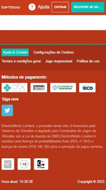 Betboo é confiável. ElectraWorks Limited, o provedor deste site, é licenciado pelo Governo de Gibraltar.