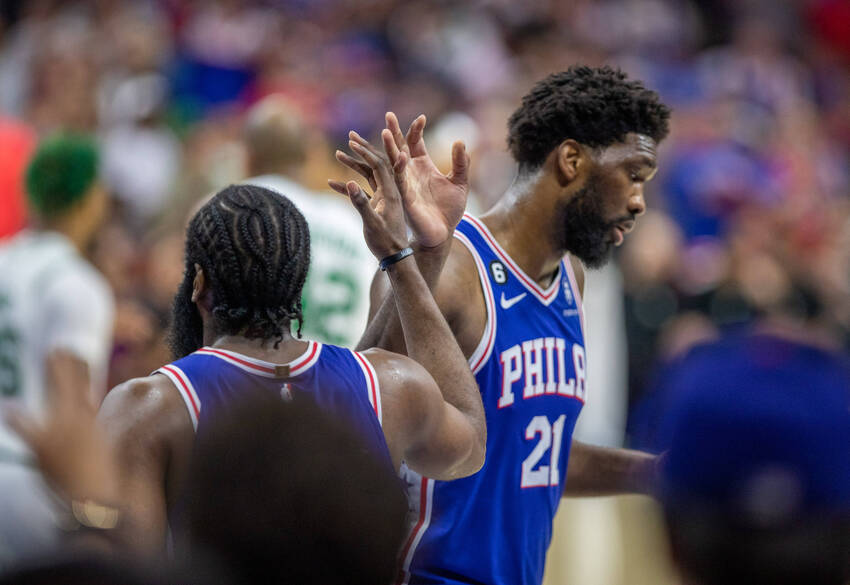 James Harden e Joel Embiid, do Philadelphia 76ers James Harden e Joel Embiid, do Philadelphia 76ers