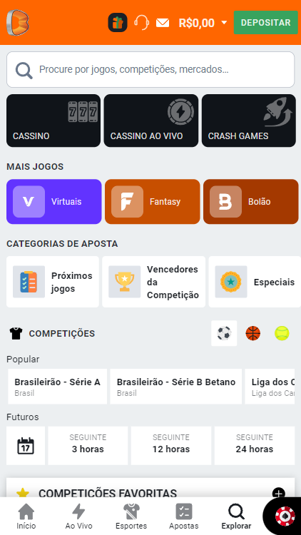 Captura de tela demonstrando a Betano plataforma e opções de navegação: Cassino, Cassino Ao Vivo, Crash Games, Categorias de Apostas etc. 