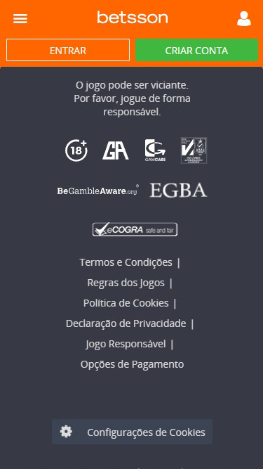 Lista de órgãos de fiscalização da Betsson
