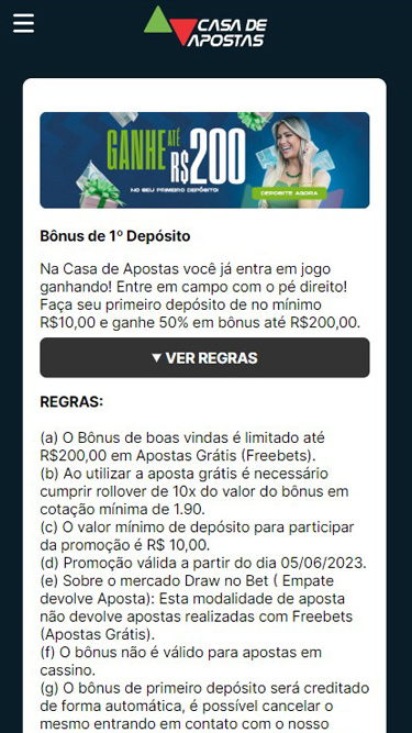 Bônus Casa de Apostas: ganhe até R$200 no primeiro depósito