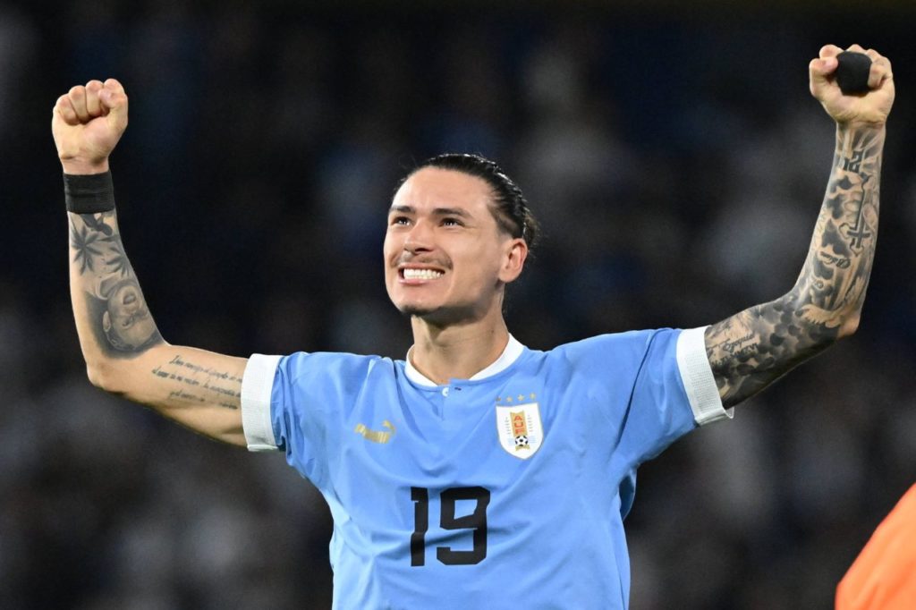 Darwin-Nunez-Uruguai-gol-imago1036993910h Atacante Darwin Núñez comemorando gol pela seleção uruguaia