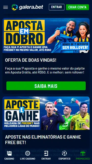 Use o Código Promocional Galera Bet e ganhe R$ 50 para apostar