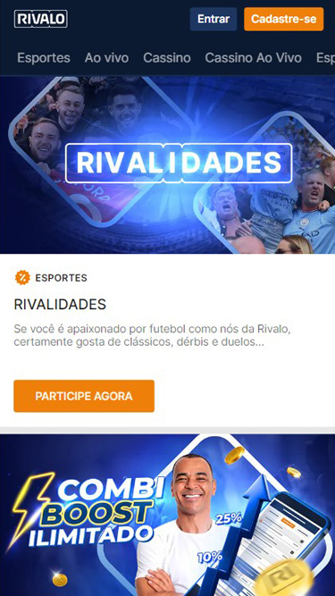 Promoções Rivalo para Esportes: Rivalidades e Combi Boost.