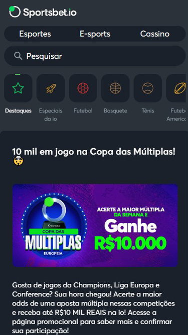 Como apostar pelo celular em futebol pela Sportsbet.io?