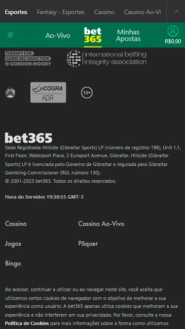 Captura de tela demonstrando que a bet365 é confiável, licenciada e regulada pela Malta Gaming Authority.