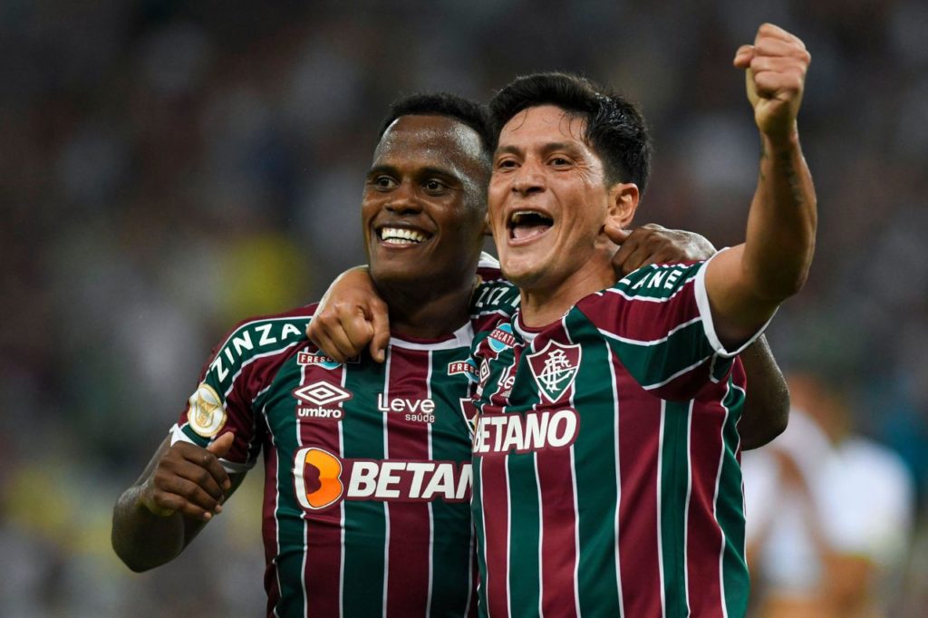 Jhon-Arias-Germán-Cano-Fluminense-gol-imago1033525708h Arias e Cano, finalistas do Rei da América, comemoram gol pelo Fluminense
