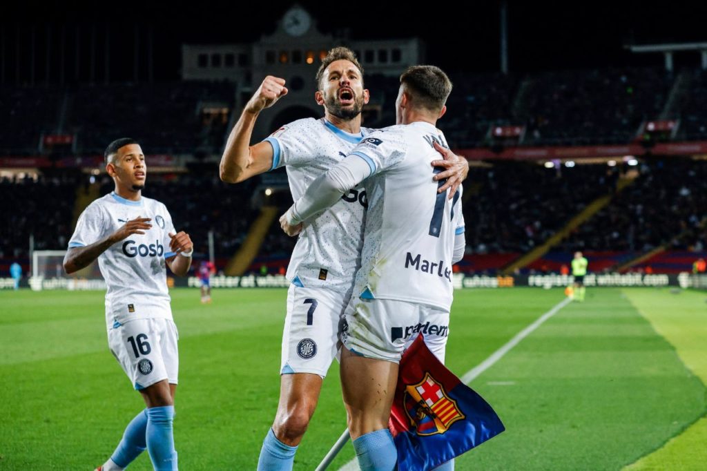 Valery-Fernández-Girona-gol-imago1037880683h Valery Fernández e Stuani comemoram gol do Girona em cima do Barcelona pelo Espanhol