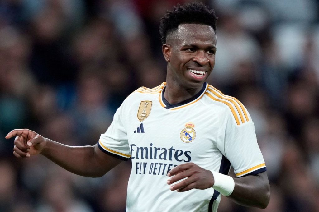 Vini Jr em jogo do Real Madrid no Campeonato Espanhol